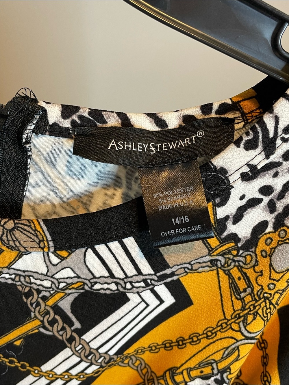 Ashley Stewart Black, Mustard & White Geometric Midi Dress 14/16 - Picture 2 of 4